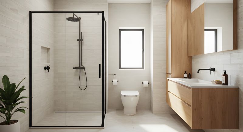 Corner Shower with Glass Walls